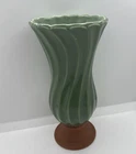 2001 Vintage Haeger 10” Green Swirl Vase Floral Natures Classic Collection