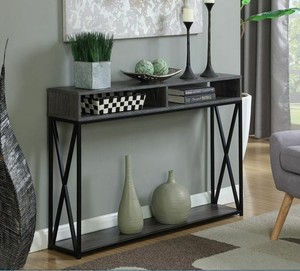 Modern Slim Entryway Console Table Storage Industrial Contemporary