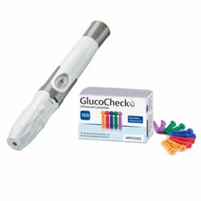 GlucoCheck Stechhilfe und 100 Universal-Lanzetten f&uuml;r die Blutzuckermessung