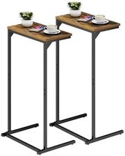 C Shaped End Table Tv Tray Small Side Table Set of 2 28.7 inch Tall Couch Tab...