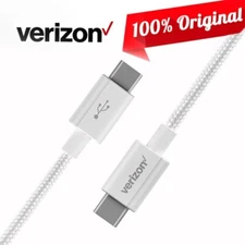 Original Verizon White 4FT Braided USB-C to USB-C Charge Data Sync Cable