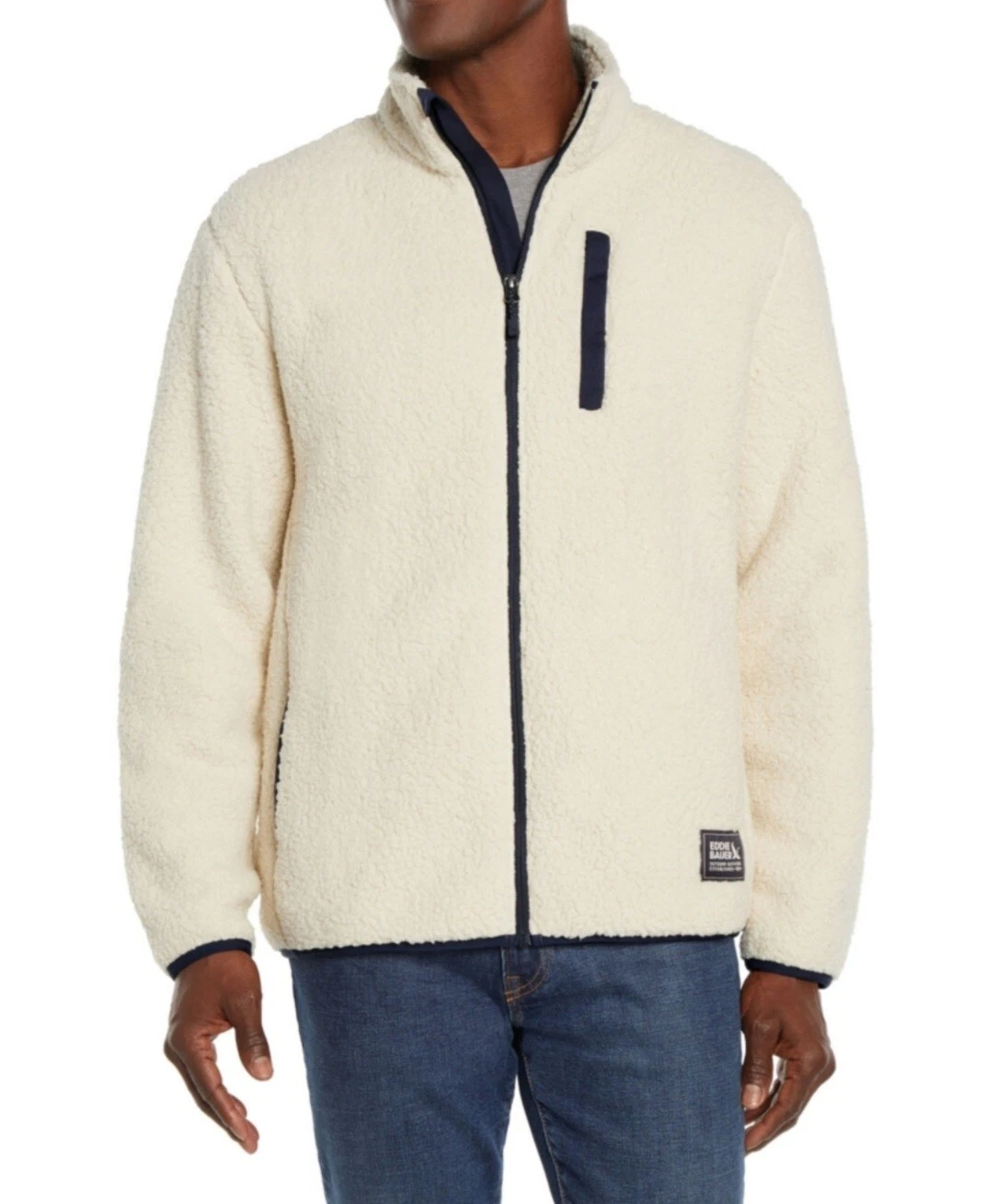 Eddie Bauer Men's Fleece Jacket- Ivory
