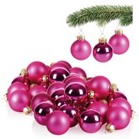 40X Mini-Christbaumkugeln Aus Glas - Kleine Weihnachtskugeln - Pink