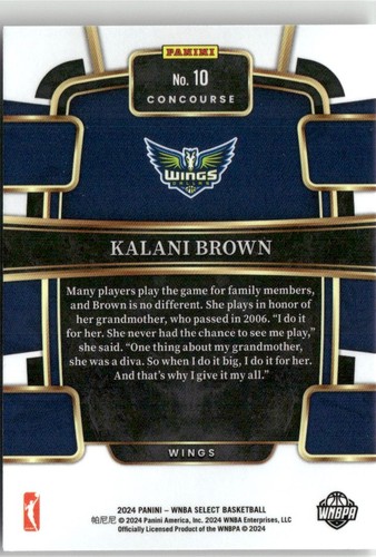 2024-25 Panini Select WNBA Kalani Brown Dallas Wings #10 - Bild 2 von 2