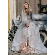 Off-The-Shoulder Lace Corset Waist Wedding Dress Vintage Elegant Bride Gowns