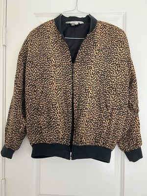 Vintage FY2 Silk Cheetah Print Lined Bomber Jacket - Size S Leopard Print