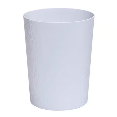Hammered round Trash Bin, White