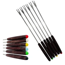 Vintage Fondue Skewers Multi Colored Japan Stainless Steel  Set of 6 In Box EUC