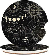 Absorbent Car Coasters 2 Pack for Cup Holders, 2.56" Ceramic Stone & Non-Scratch