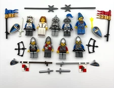 Lego 9 Red Lion & Blue Crown Knights Kingdom minifig lot weapons castle Fantasy