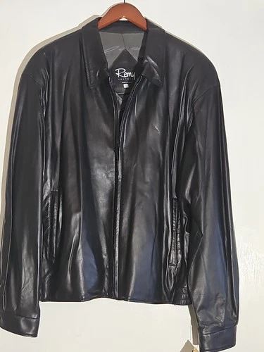 New With Tag Remy Lambskin Black Leather Jacket Mens Sz 48 BUTTER SOFT! VeryNice - product listing photo