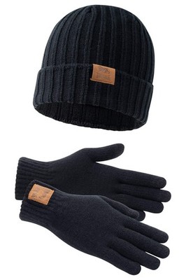 LONSDALE Mütze & Handschuh Set ''Deazley'' | Black | Herbst Winter Herren