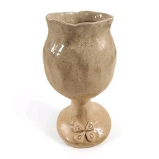 Junko Japanese Art Pottery Handmade Rustic Goblet Planter Cup Vintage