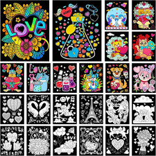 48 Pcs Love Edition Velvet Coloring Posters Felt Pages to Color Fuzzy Coloring S