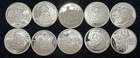 Lot of 10 Different - "Past Years" .999 Fine 1-Troy Oz. Christmas Silver Coins#1