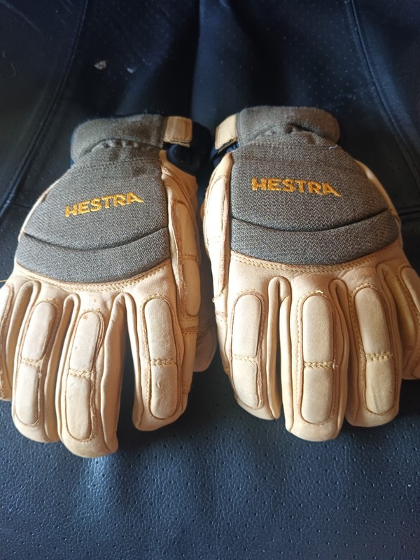 Hestra Vertical Cut CZone 5-Finger Leather Winter Gloves Brown Size 8 