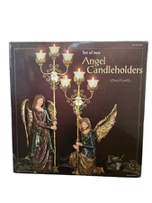 Kirkland Costco Large Pair OF Angel Candleholder Candelabra’s #663614 In Box