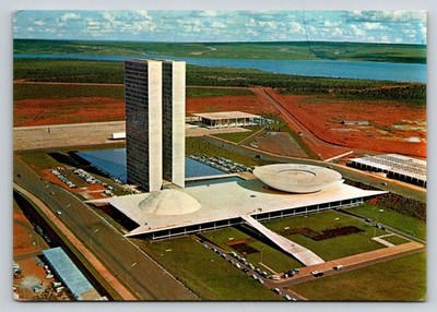 Brasilia Brazil National Congress Aerial View Postcard VARIG Mercator