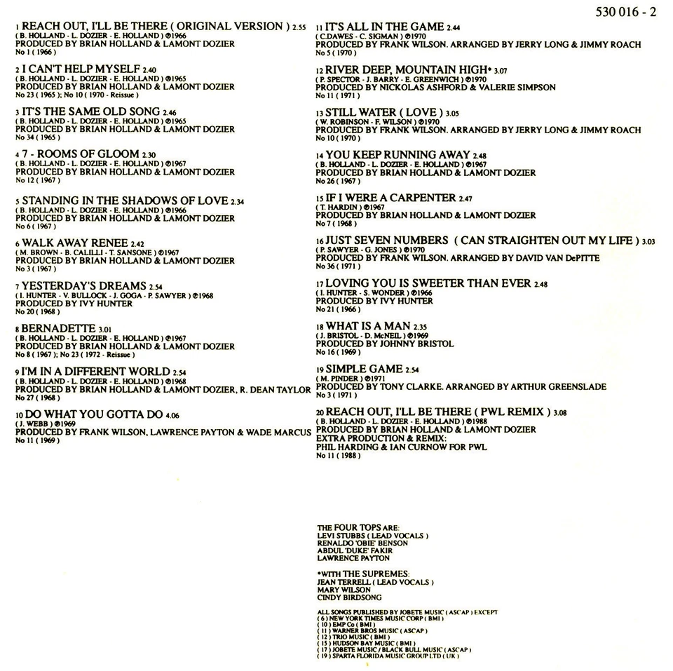 Four Tops - Motown's Greatest Hits (CD-Album Motown 530 016-2) 1992 - Bild 3 von 3