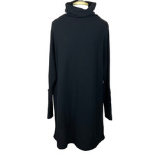 We The Free Kristina Black Waffle Knit Pull On Sweater Top Cowl Neck Long Line M