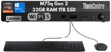 Lenovo ThinkCentre M75q Gen 2 Tiny Ryzen 5 PRO 5650GE 32GB 1TB Wi-Fi Kybd Mouse