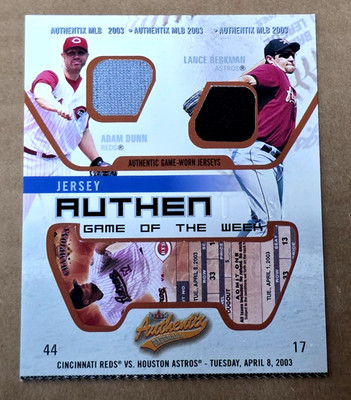 2003 Fleer Authentix  Game of the Week Adam Dunn & Lance Berkman Dual Jersey