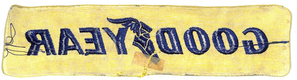 Parche bordado grande con logotipo de neumáticos Goodyear vintage 3" x 11 1/2" amarillo (#7) Foto 2 de 2