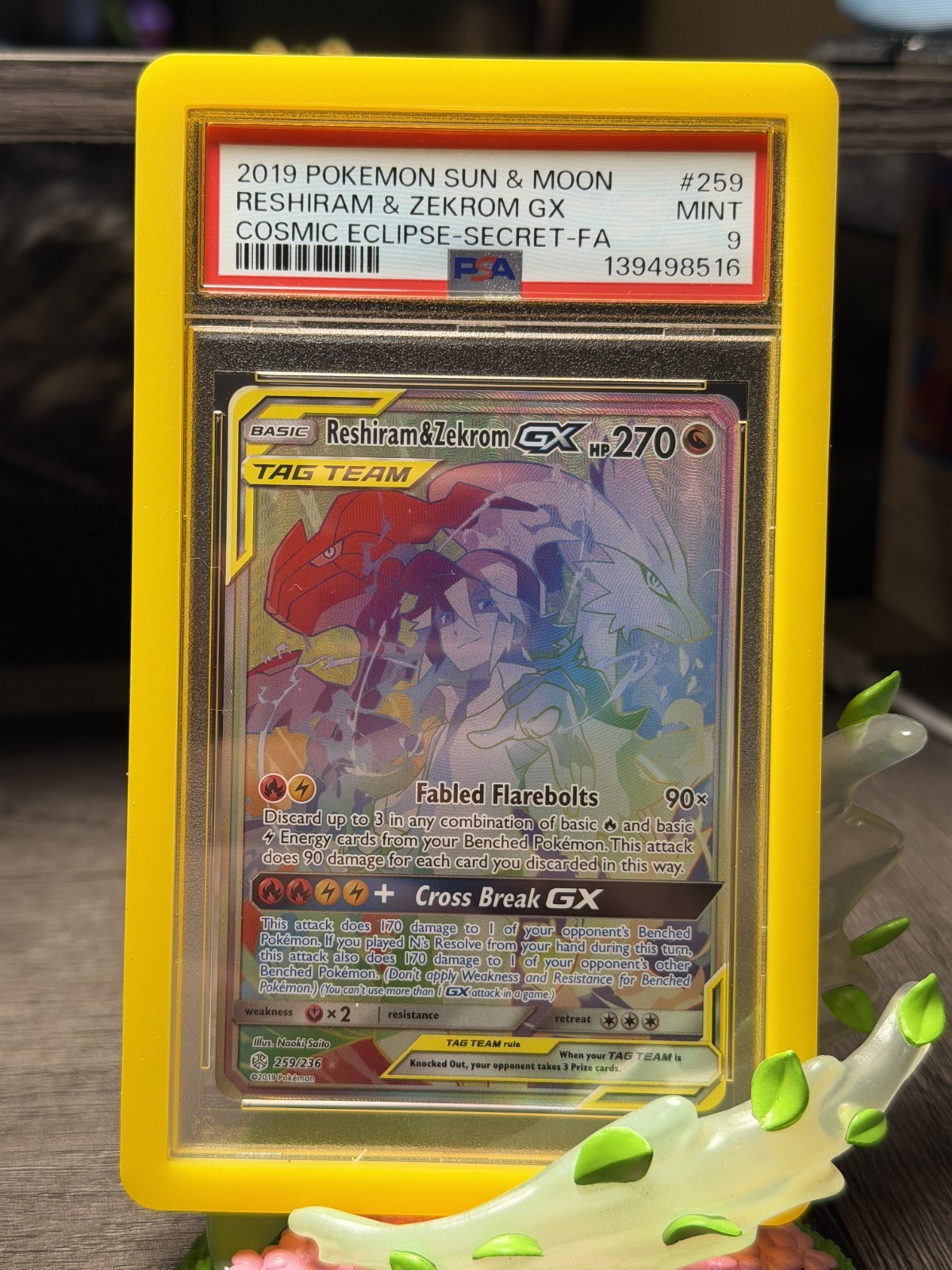 Pokemon Reshiram & Zekrom GX Cosmic Eclipse Secret Rare Full Art #259 PSA 9 Mint