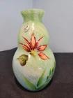 FENTON QVC DAVE FETTY "CARIBBEAN DAY" LIMITED BLOWN SWIRL GLASS PAINTED VASE