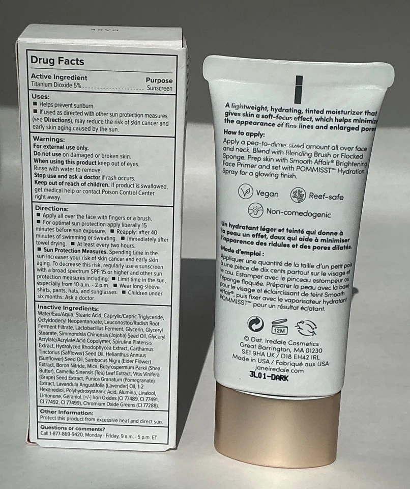 Jane Iredale Dream Tint Tinted Moisturizer SPF 15 Dark  1.7oz NIB EXP 11/2026 - Image 2 of 4