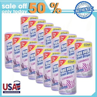 Hero Scent Stripes 4-Gallon Trash Bags, Lavender, 16-Pack, Small Flap Tie, 40Ct 