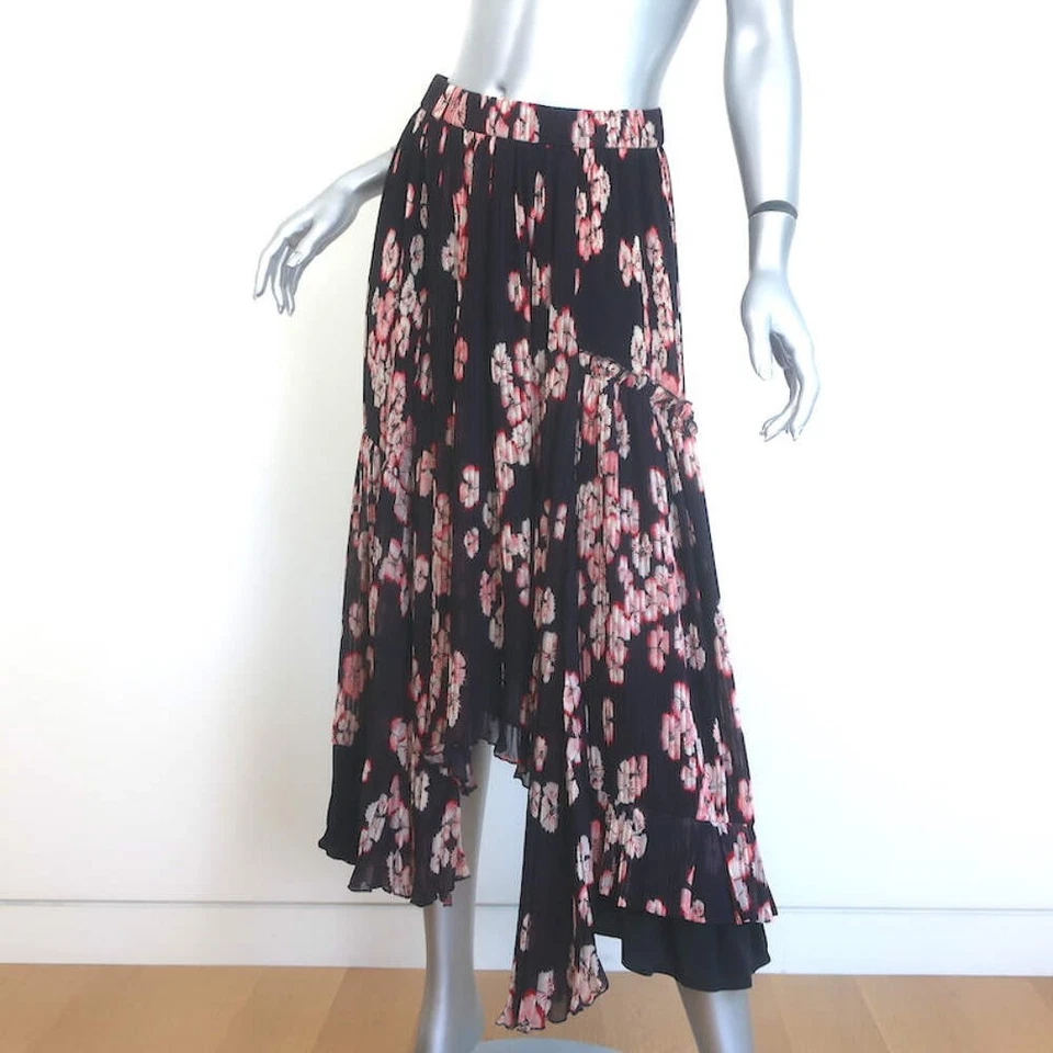 Falda midi plisada Isabel Marant Wilny púrpura oscuro estampado floral crepé talla 1 Foto 2 de 4