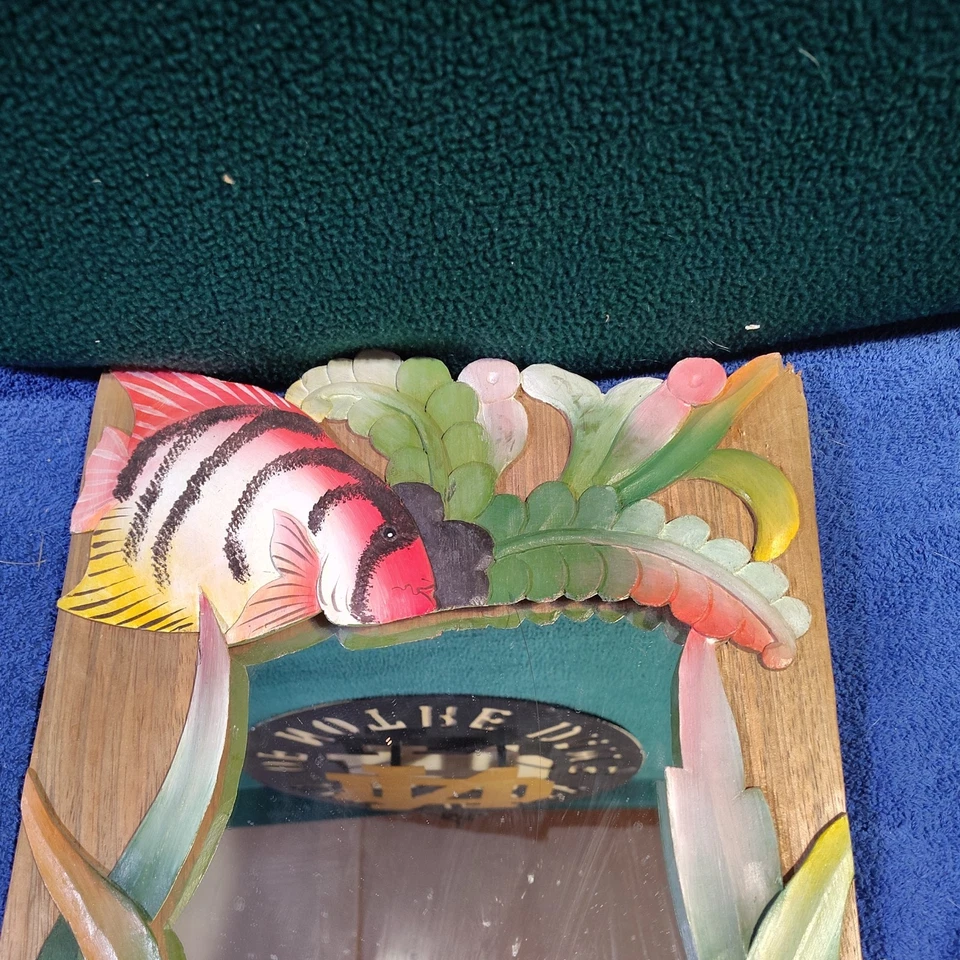  Espejo decorativo de madera de pez tópico vintage, 20 pulgadas de alto, 11 pulgadas de ancho Foto 2 de 4