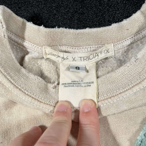 Free People Tricia Fix Cherry Sweatshirt Crewneck Oversized Size Small Cream - Picture 3 of 5