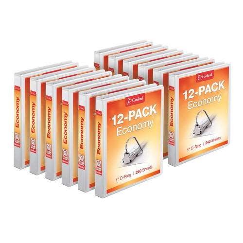 Economy 3-Ring Binders, 1", Slant-D Rings, Holds 240 Sheets, ClearVue Present...