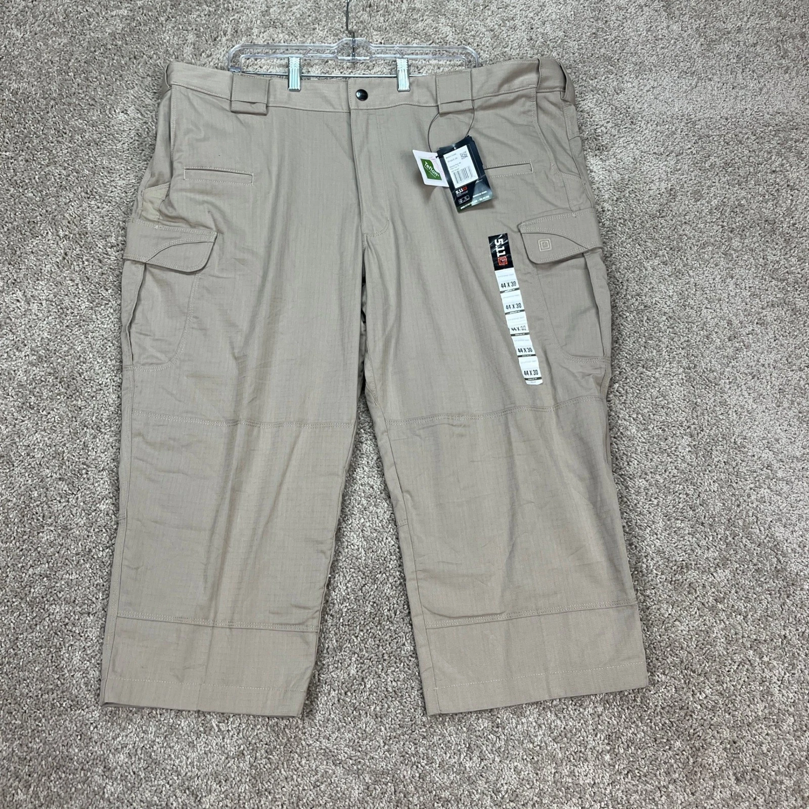 5.11 Tactical Pants Mens 44x22 (Hemmed) Khaki Straight Leg Ripstop Cargo NEW