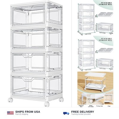 Kmiectse Clear Storage Bins with Lids - 4 Tier 23qt Plastic Stackable Bins | ...