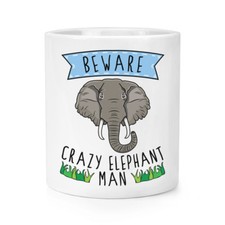 Beware Crazy Elephant Man Makeup Brush Pencil Pot - Funny Animal Joke