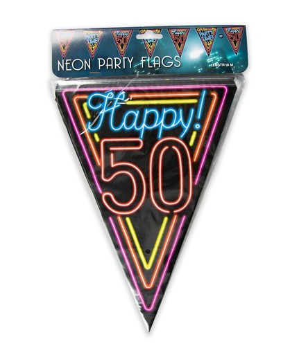50TH BIRTHDAY NEON LIGHTS THEME - PARTYWARE COMPLETE SELECTION - Picture 5 of 12