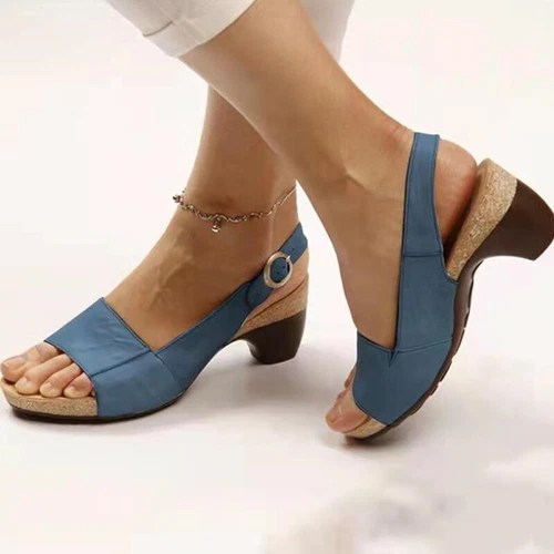 Women Heeled Sandals Beach Slingback Party Womens Summer Fashion Pumps Block - Picture 17 of 37