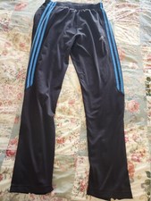 Adidas boys youth warm-up track pants Large black with three blue stripes
