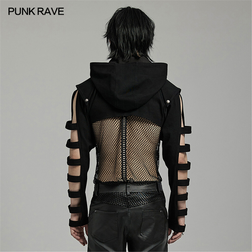 PUNK RAVE Men Black Steampunk Punk Rock Gothic Long Sleeve