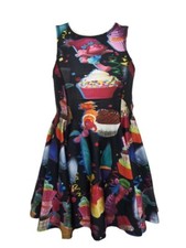 TEREZ Girl's Black Trolls On Cupcakes Dress 6003983 NWT