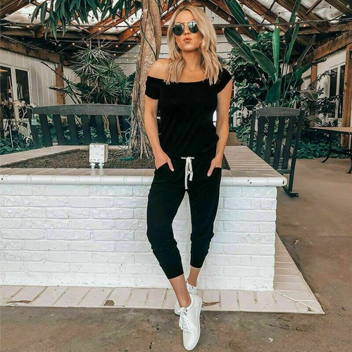 Damen Freizeit Sommer Playsuit Hose Kurzarm Party Overall Strampler Hose - Bild 12 von 41