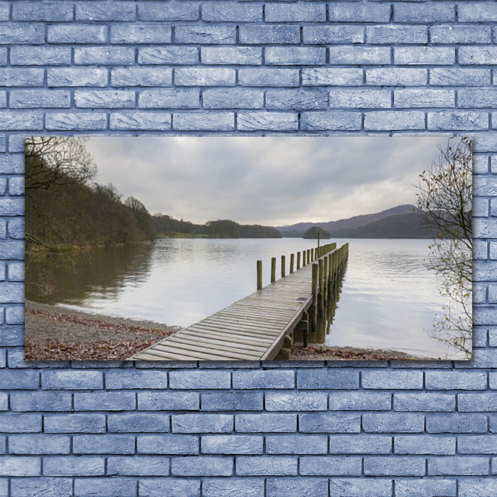 Tableau plexiglas d'art pont de lac 140x70 avec impression haute définition