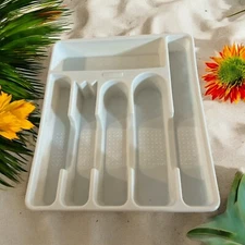 Rubbermaid White 2925 Silverware Flatware Tray Drawer Organizer 6 slots-