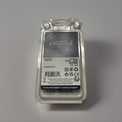 Crucial 16GB DDR4 3200 MHz PC4-25600 SODIMM 260-Pin Laptop Memory CT16G4SFA32A