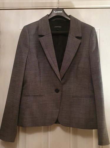 Jaeger Wool Blend Skirt Suit Size 12 Womens Grey 2 piece - Picture 8 of 13