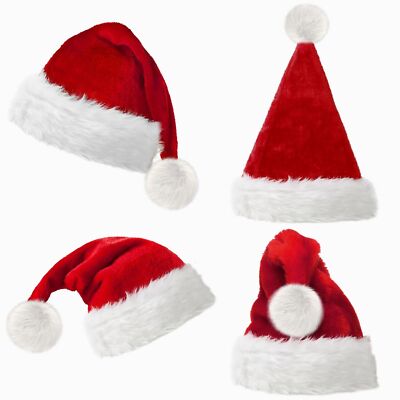 4× Premium Christmas Santa Claus Hat Cosplay Costume Adults/ Kids