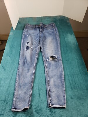 American Eagle Jeans Sz 8 Womens Blue Stretch Pants Ladies High Rise Jegging